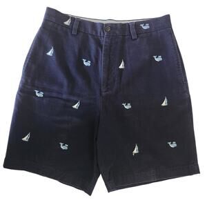 Brooks Brothers Boys Navy Chino Shorts with Embroidered Sailboats Size 16